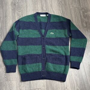 Lacoste women Cardigan with Green and Navy Stripes